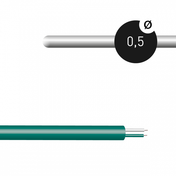 Mantelthermoelement Typ K 0,5mm NiCr-Ni mit Thermoleitung 2m und freien Enden