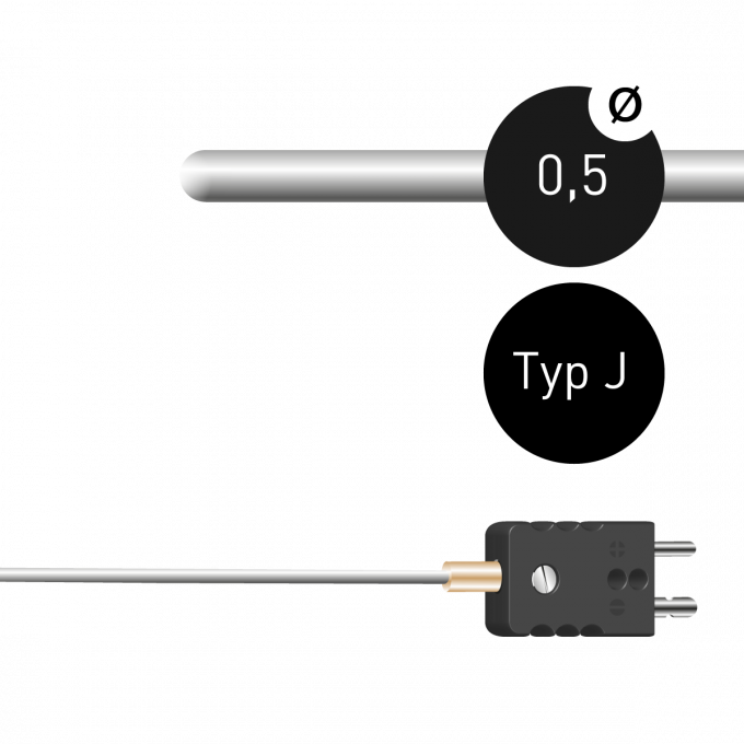 Mantelthermoelement Typ J 0,5mm Fe-CuNi mit Standardstecker