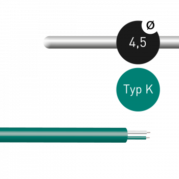 Mantelthermoelement Typ K 4,5mm NiCr-Ni mit Thermoleitung 2m und freien Enden