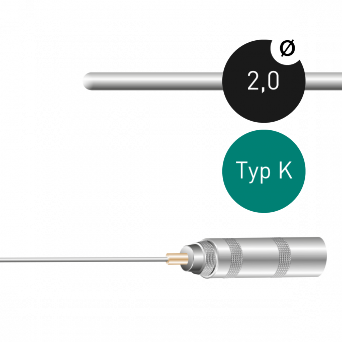 Mantelthermoelement Typ K 2,0mm NiCr-Ni mit Lemo® Kupplung der Größe 0