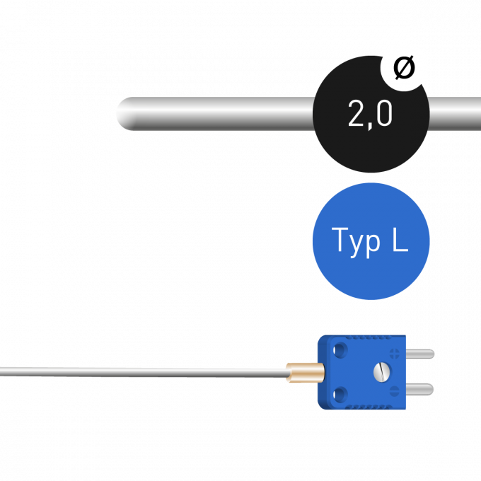 Mantelthermoelement Typ L 2,0mm Fe-CuNi mit Miniaturstecker