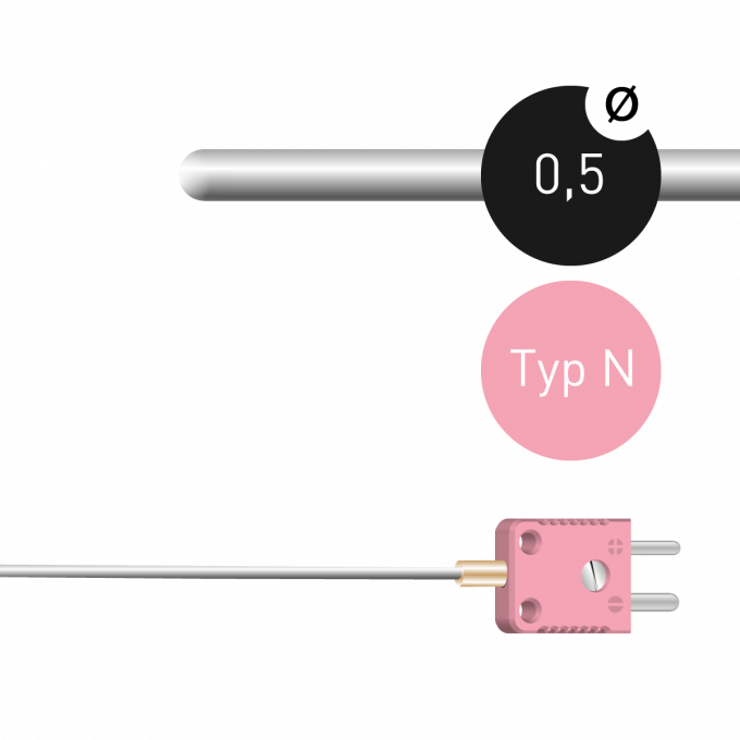 Mantelthermoelement Typ N 0,5mm NiCrSi-NiSi mit Miniaturstecker